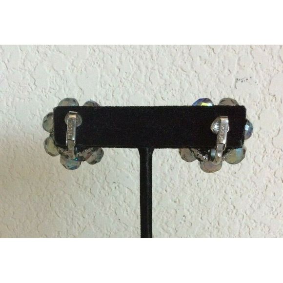 Vogue Silver Faceted Bead Cluster Clip On Earrings - Picture 3 of 6